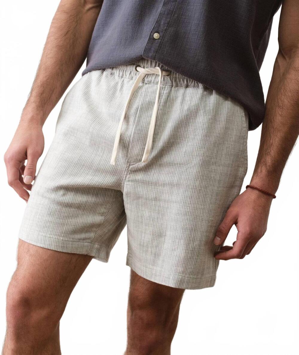 NEW MARINE LAYER saturday beach short in green stripe
